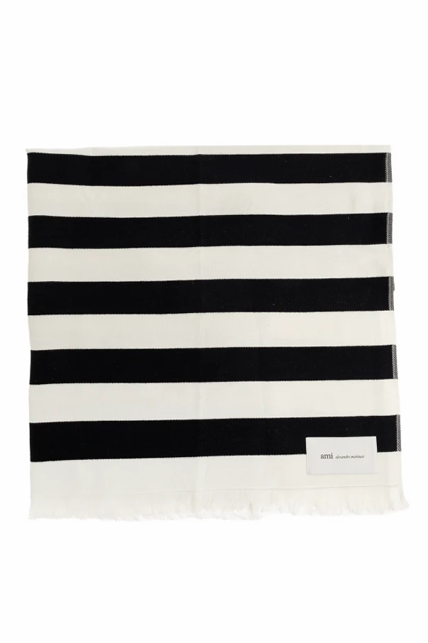 BLACK Towel with stripe pattern