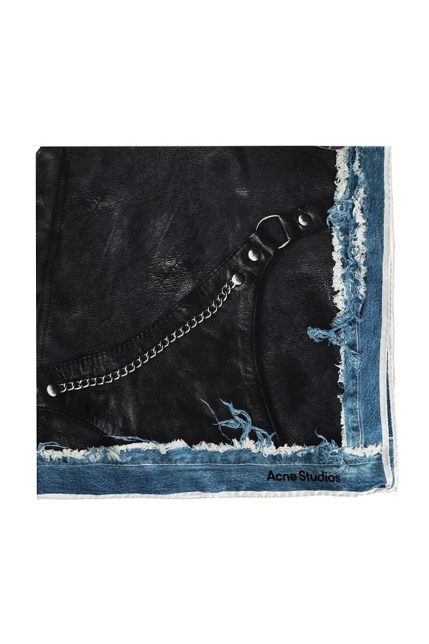 NAVY BLUE Silk scarf with logo