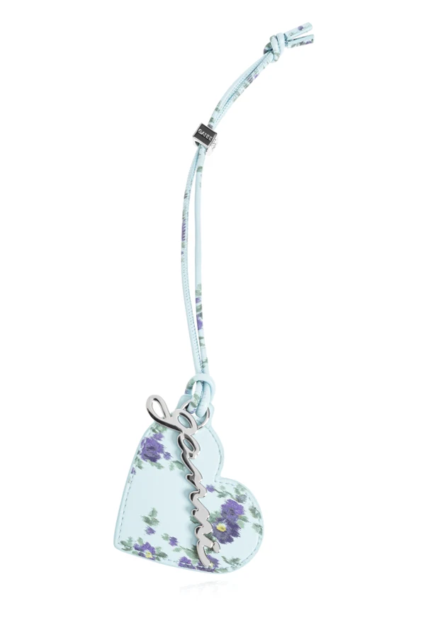 light blue Pendant for a bag with a floral motif