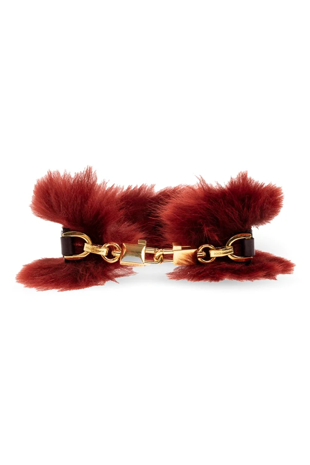 BURGUNDY Furry bag strap