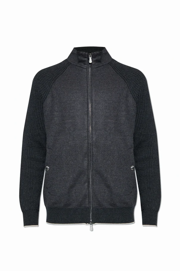 SZARY Wełniany kardigan ze stójką