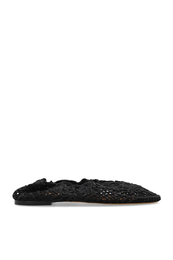 BLACK Crocheted ballet flats