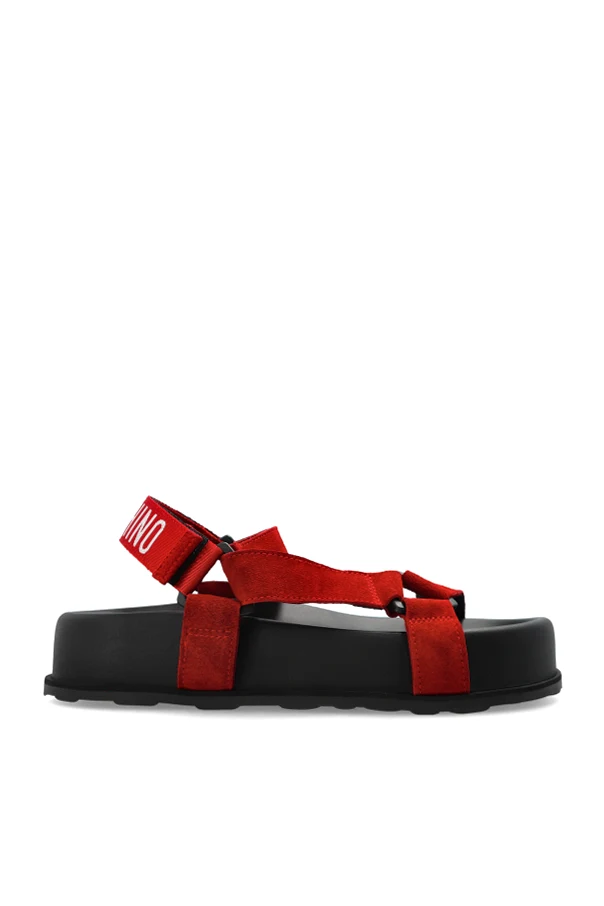RED Leather platform sandals