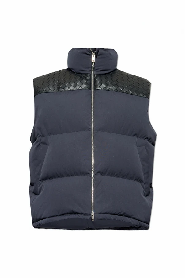 MARINEBLAU Steppweste mit Ledereinsätzen