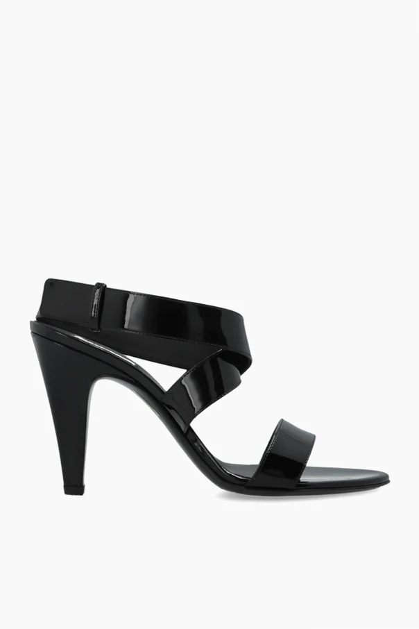 BLACK Leather heeled sandals