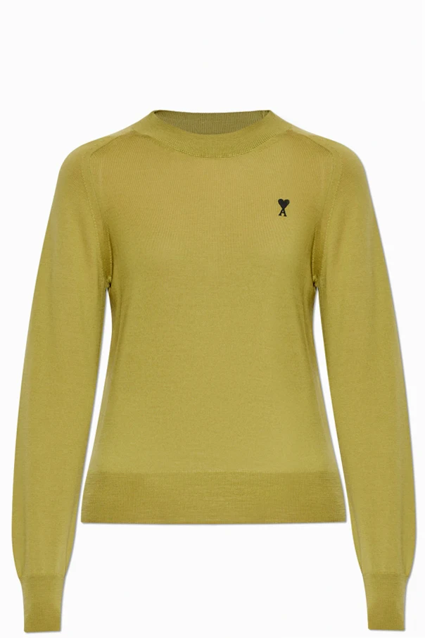 GREEN Wool sweater with embroidered logo