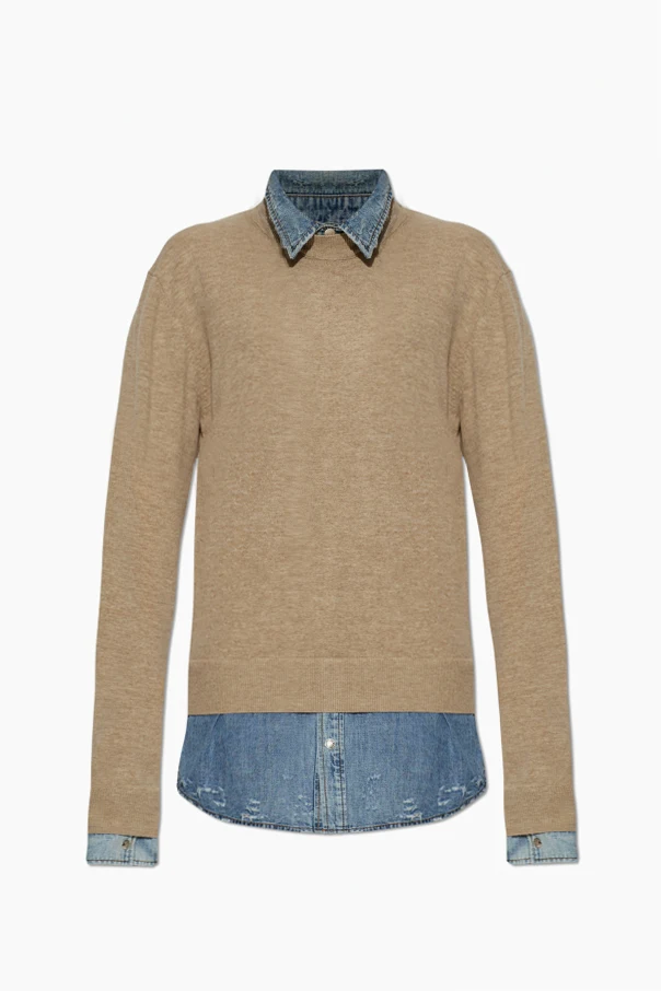 BEIGE Pullover aus Materialmix