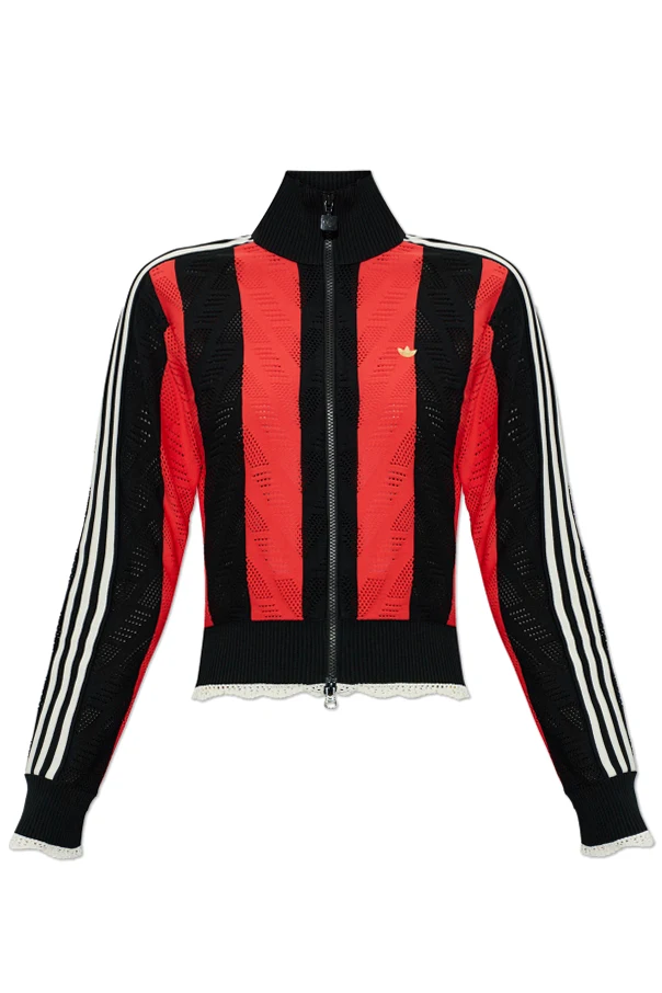 RED Cardigan with logo appliqué