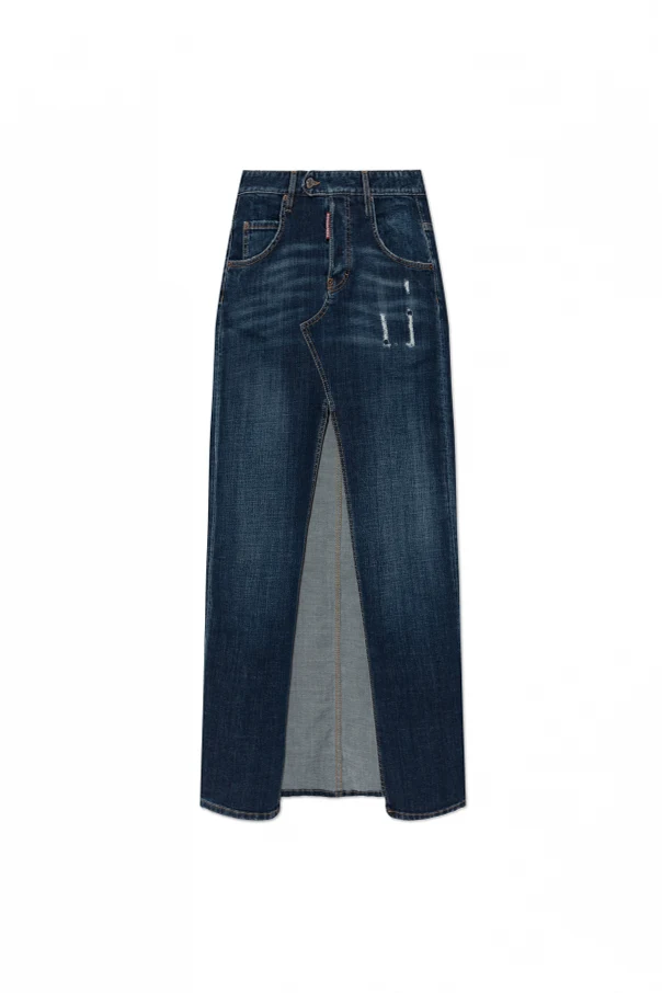NAVY BLUE Denim skirt with a 'vintage' effect