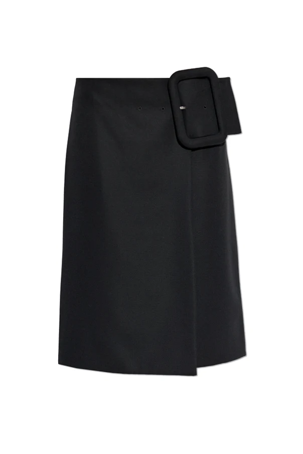 BLACK Wool skirt with decorative belt