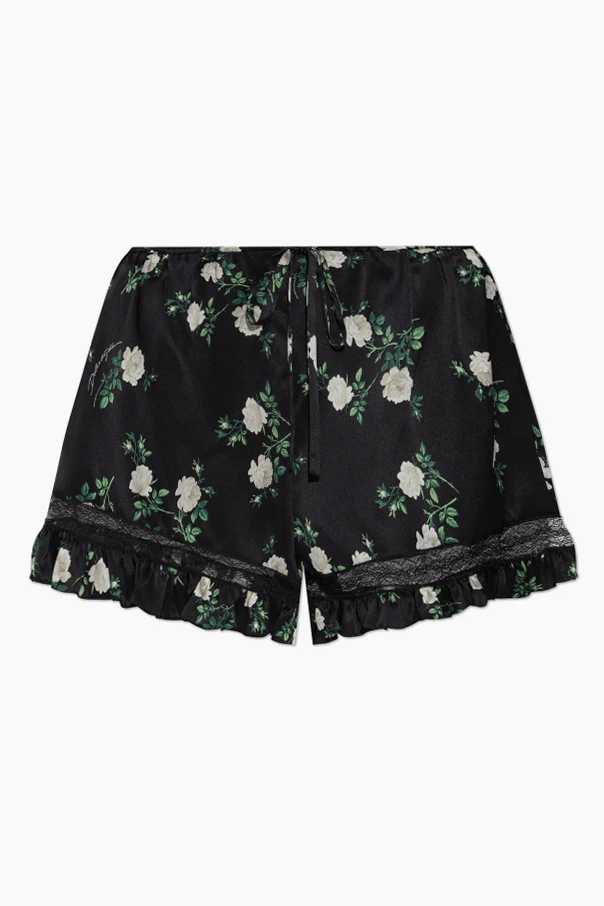 SCHWARZ Seidenshorts mit Blumenmuster