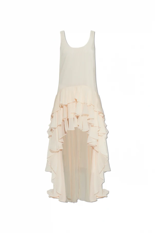 PINK asymmetrical ruffled dress