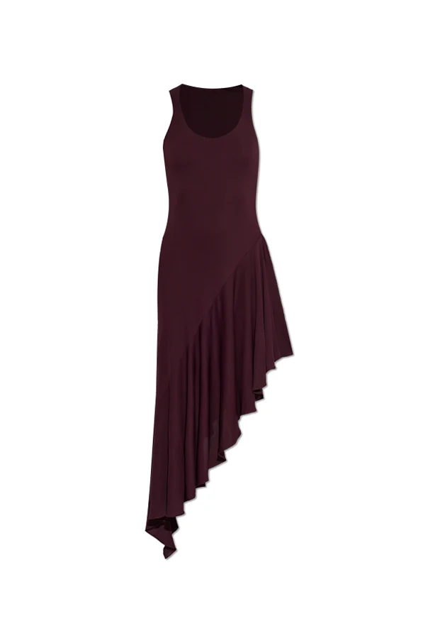 PURPLE Asymmetrical dress with straps