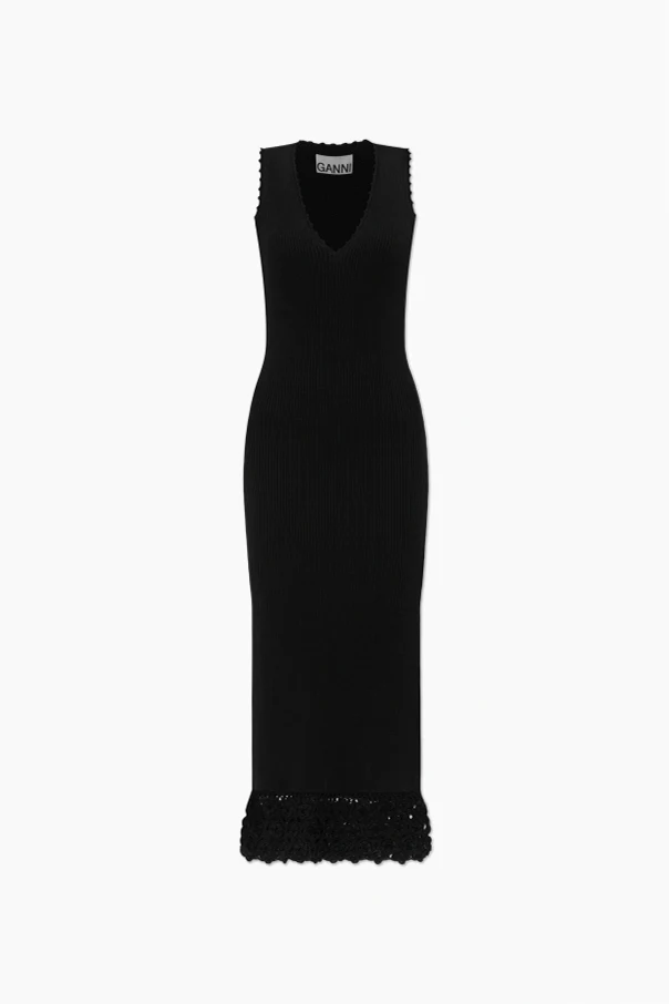 BLACK Dress with crochet trim