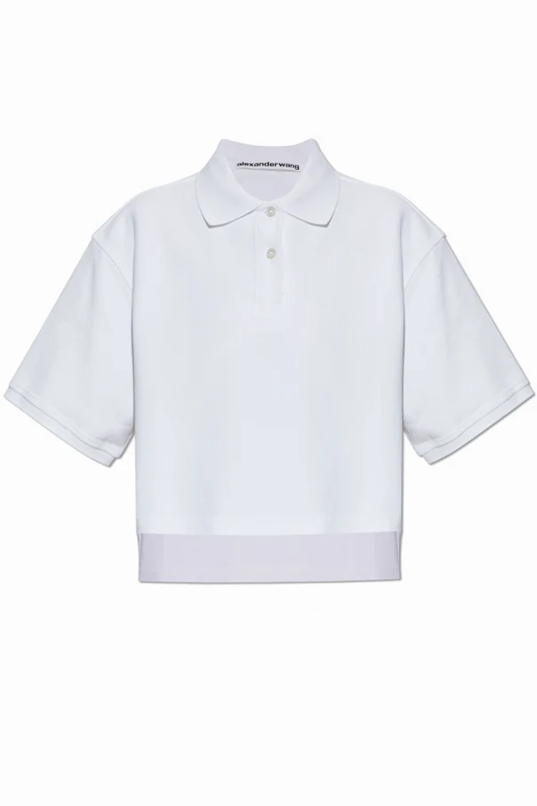 WHITE Short polo with logo