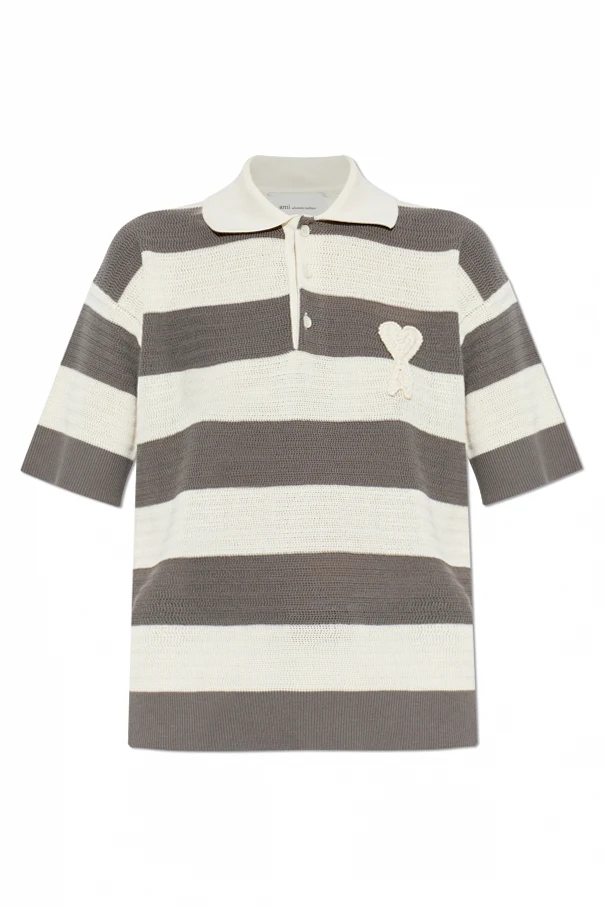 GREY Striped pattern polo