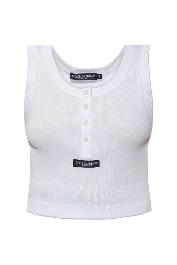 WEISS Kurzes Top mit Logo-Aufnäher