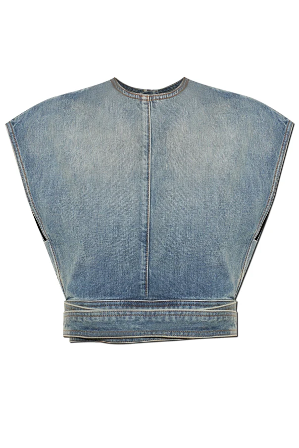 BLAU Jeans-Top mit dekorativem Bindeband