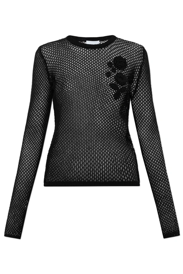 BLACK Crochet top with floral motif