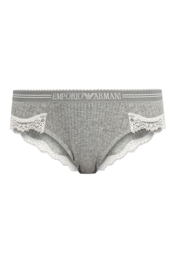 GREY Thongs with lace inserts