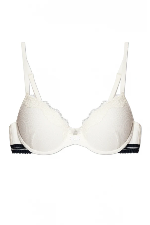 WHITE Bra with lace inserts