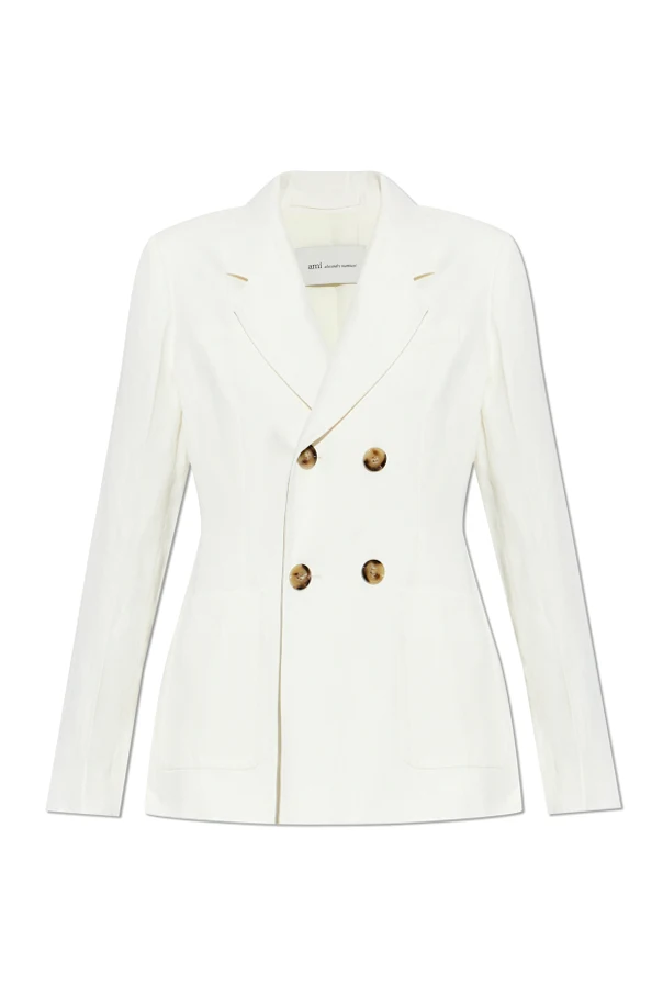 cream Double-breasted blazer with single vent