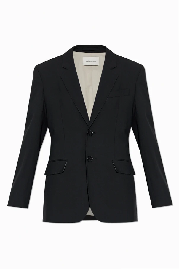 BLACK Wool blazer with single vent