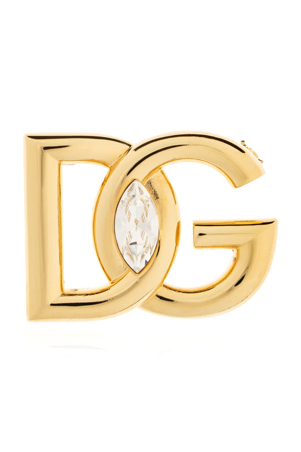 GOLD Brass brooch in the shape of a logo