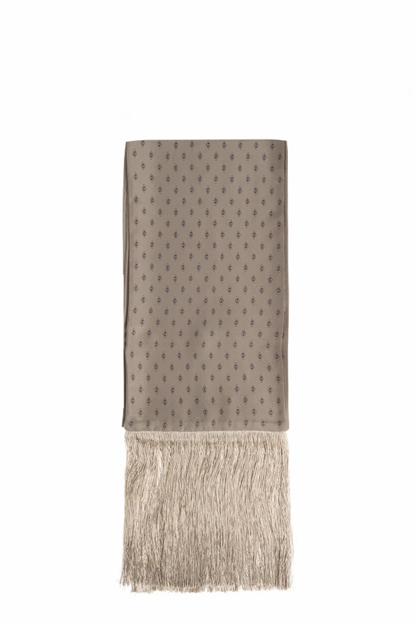 beige Silk scarf with fringes