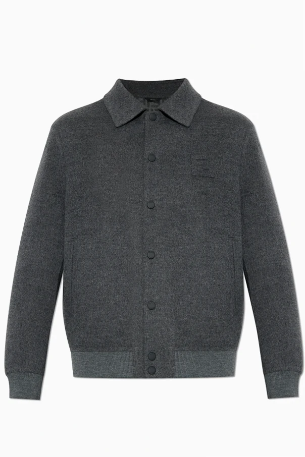 GRAU Wolljacke mit erhabenem Logo