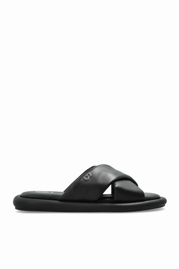 BLACK `Portofino` leather slides