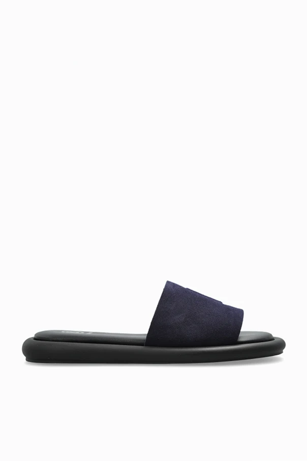 NAVY BLUE Suede slides `Portofino`