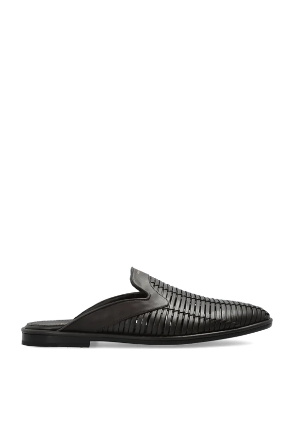 BROWN Leather slides "Texas"