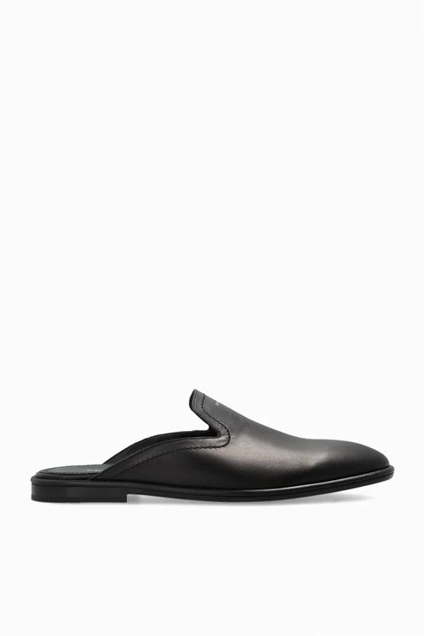 BLACK "Tampa" leather slides