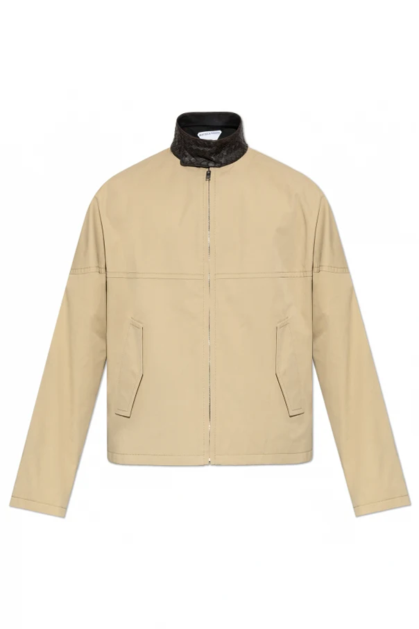 beige Jacket with decorative stand-up collar