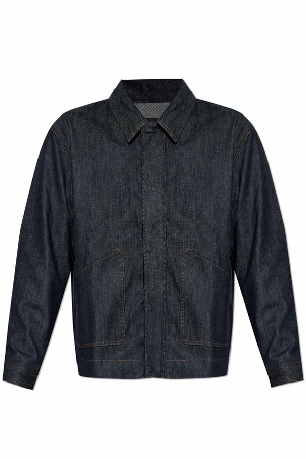 NAVY BLUE Denim jacket with logo appliqué