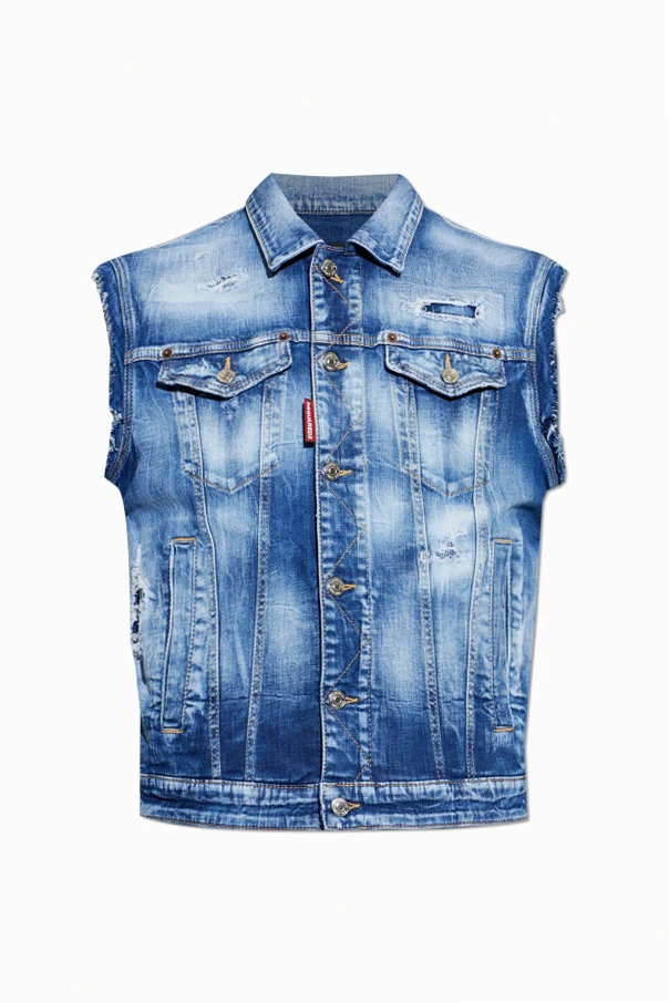 BLUE Denim vest with vintage effect