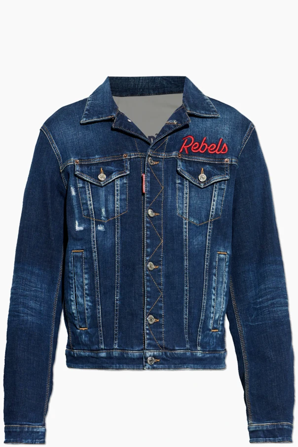 NAVY BLUE Denim jacket with `vintage` effect