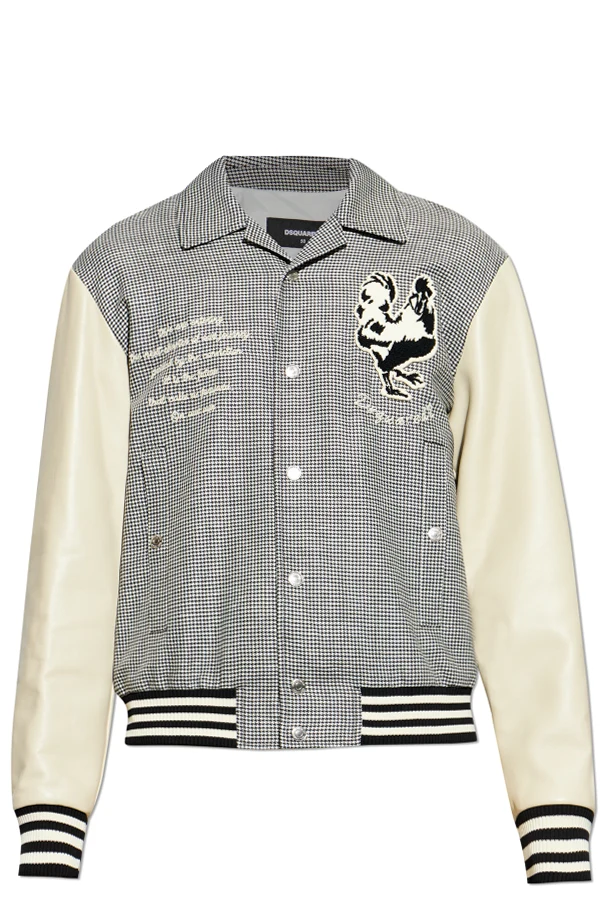 BLACK Jacket with houndstooth pattern