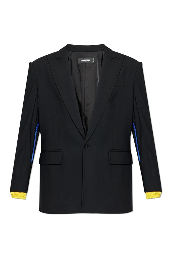 BLACK Wool blazer with a single vent
