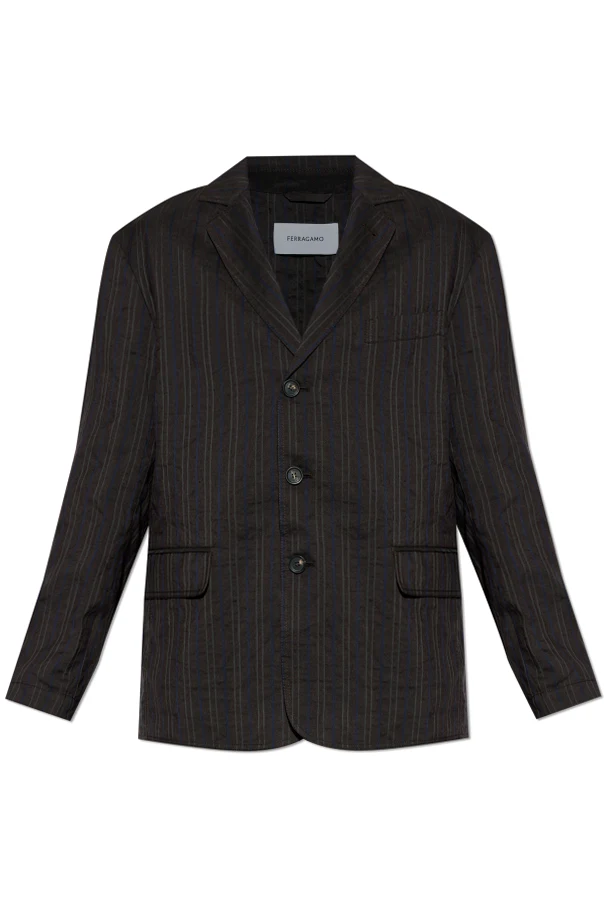 BROWN Pinstripe patterned blazer