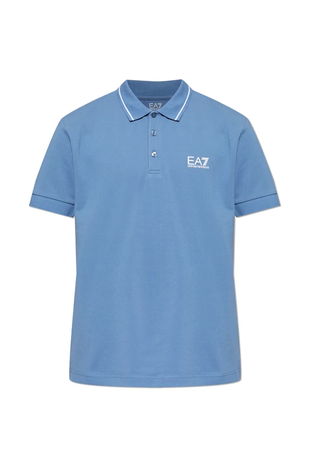 NIEBIESKI Polo z nadrukowanym logo