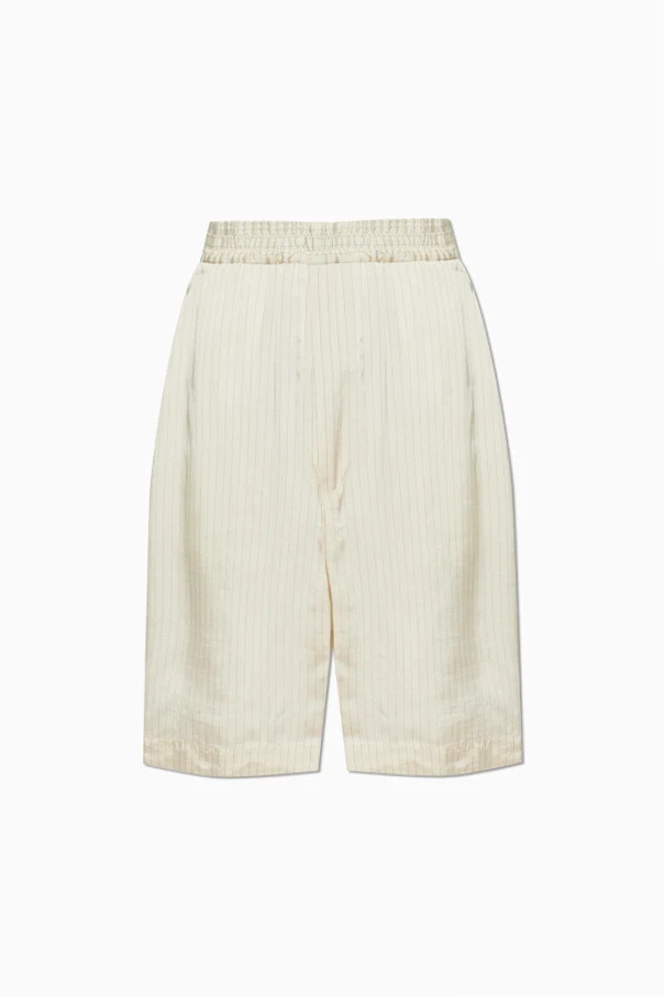 cream Striped pattern shorts