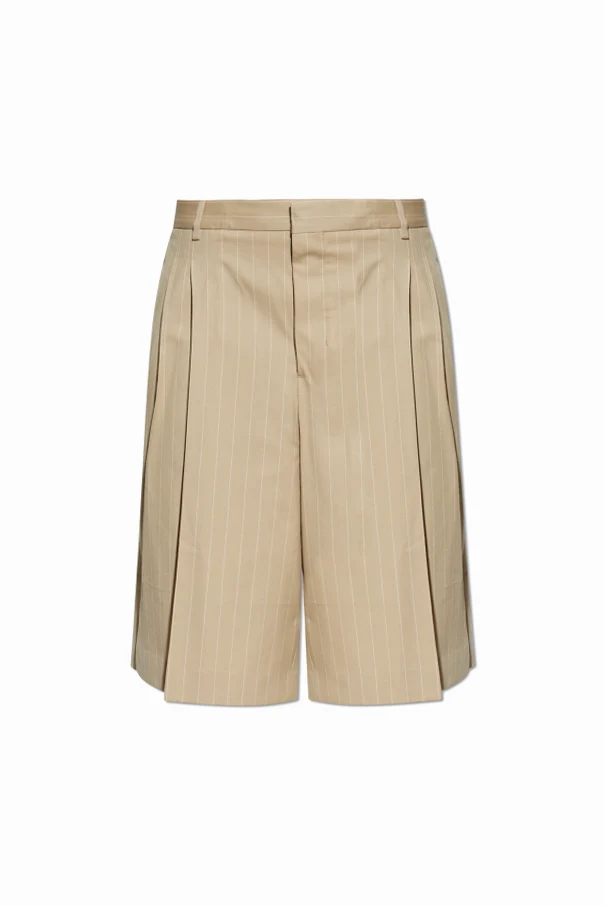 BEIGE Wollshorts mit Nadelstreifen
