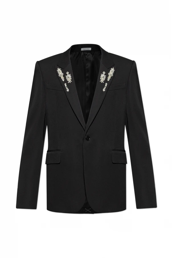 SCHWARZ Blazer mit glänzenden Applikationen