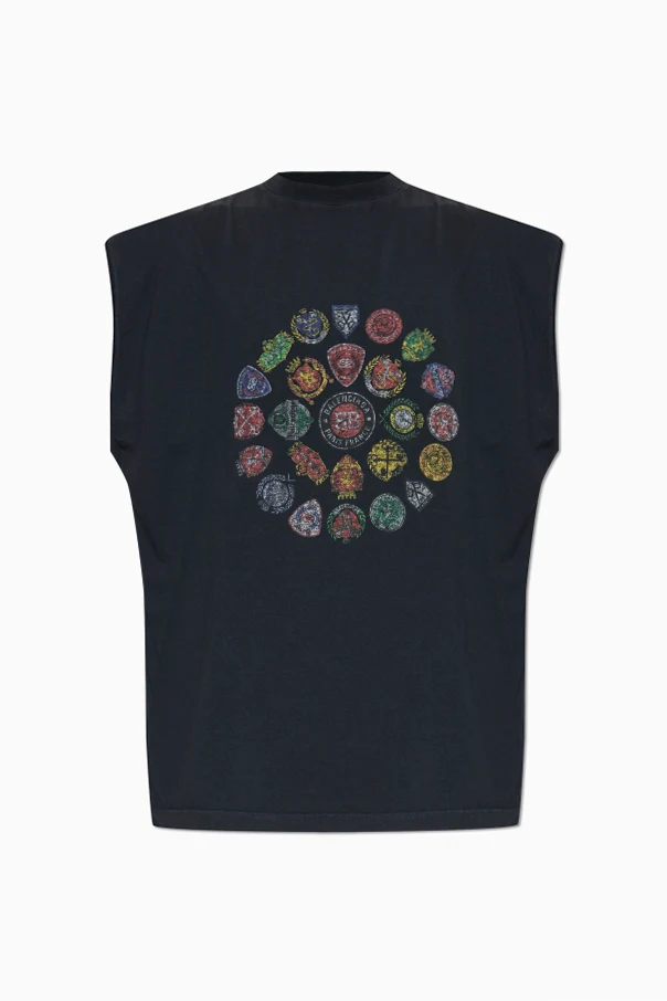 CZARNY T-shirt bez rękawów