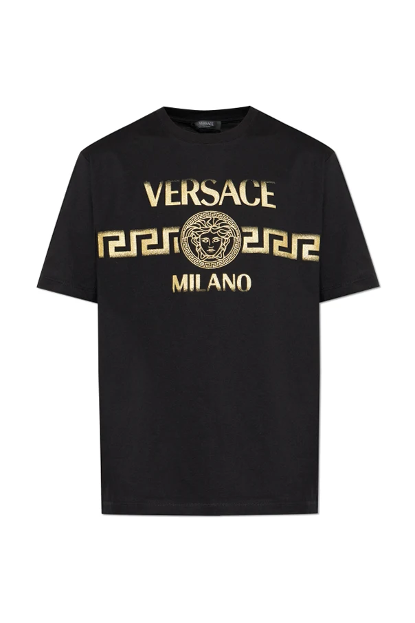 BLACK T-shirt with printed logo