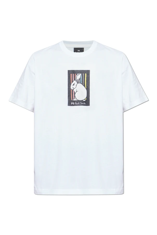WEISS T-Shirt mit buntem Aufdruck