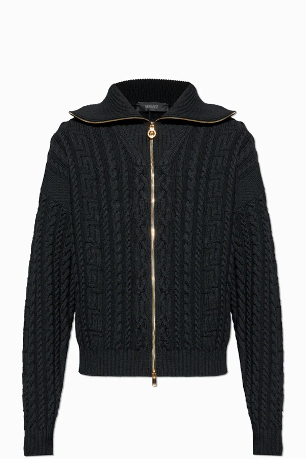 SCHWARZ Cardigan mit dekorativem Strickmuster