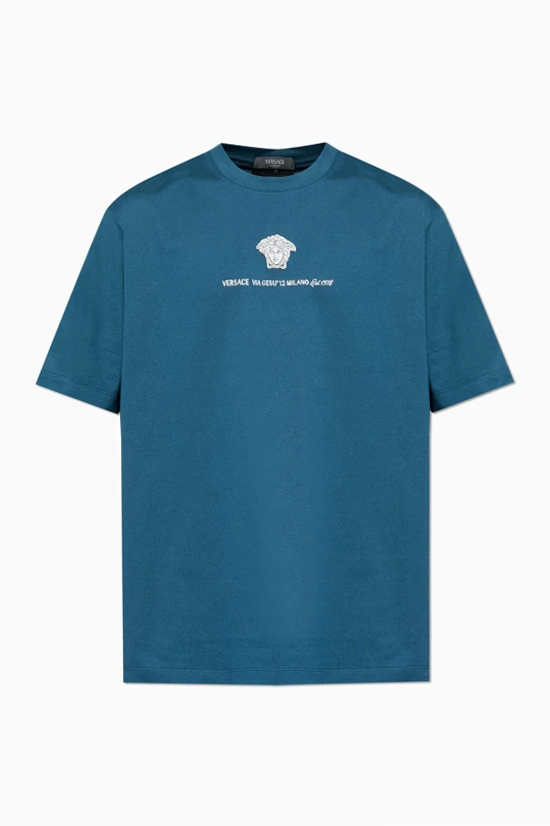BLUE T-shirt with embroidered logo